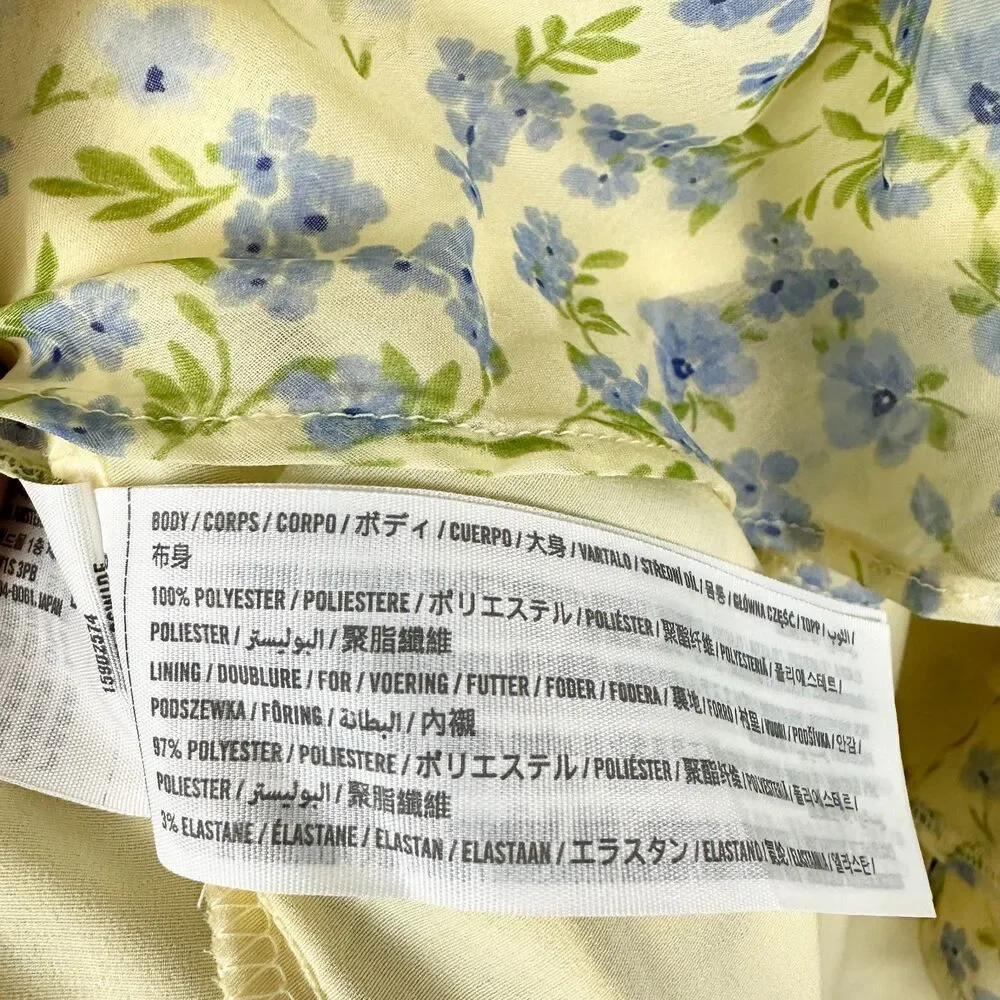 Abercrombie Fitch Ruffle Strap High Low Maxi Dress Size Medium NWT Floral Yellow - Picture 12 of 12